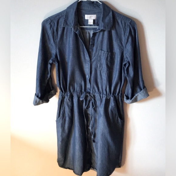 Denim Blue Shirt Dress-XS - Picture 1 of 4